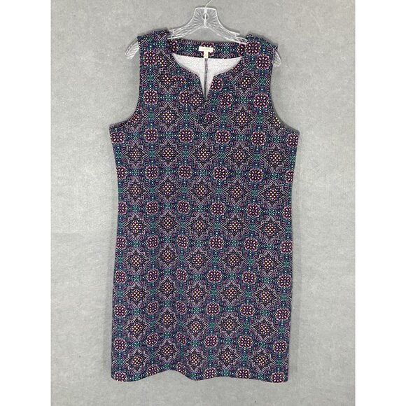 Talbots Dress Women XL Floral Patterned V-Neck Sleevless Multi-color Stretch - Picture 1 of 12